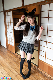 Ria Kurumi - Cat Ears, Hairless Pussy, Posing, School Uniform