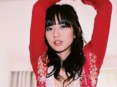 Entralling gravure idol in red racey lingerie and...