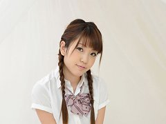 Mizuho Shiraishi Asian with pigtails and uniform s...